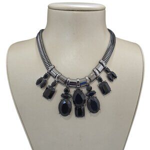 Express Women's Gunmetal Black Resin Bib Statement Necklace NWT